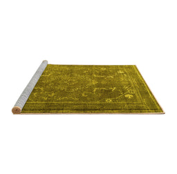 Sideview of Machine Washable Persian Yellow Traditional Rug, wshtr3420yw