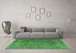 Machine Washable Persian Emerald Green Traditional Area Rugs in a Living Room,, wshtr3420emgrn