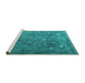 Sideview of Machine Washable Persian Turquoise Traditional Area Rugs, wshtr3420turq