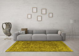 Machine Washable Persian Yellow Traditional Rug in a Living Room, wshtr3420yw
