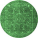 Round Persian Emerald Green Traditional Rug, tr3420emgrn