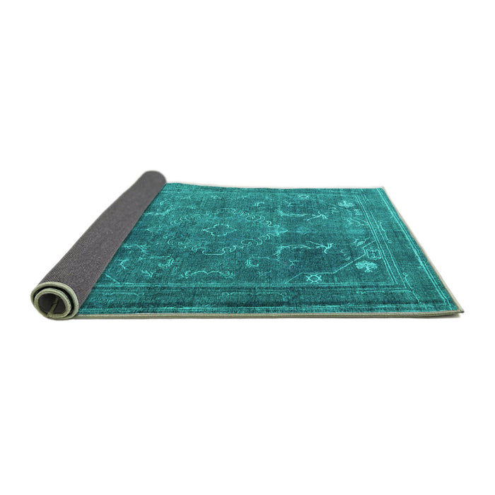 Sideview of Persian Turquoise Traditional Rug, tr3420turq