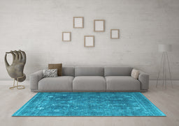 Machine Washable Persian Light Blue Traditional Rug in a Living Room, wshtr3420lblu