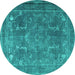 Round Persian Turquoise Traditional Rug, tr3420turq