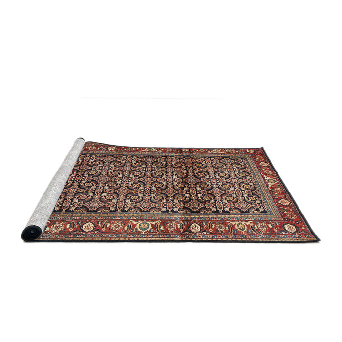 Sideview of Machine Washable Traditional Camel Brown Rug, wshtr3421