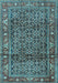 Machine Washable Persian Light Blue Traditional Rug, wshtr3421lblu