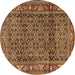 Round Machine Washable Persian Brown Traditional Rug, wshtr3421brn