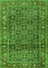 Serging Thickness of Machine Washable Persian Green Traditional Area Rugs, wshtr3421grn