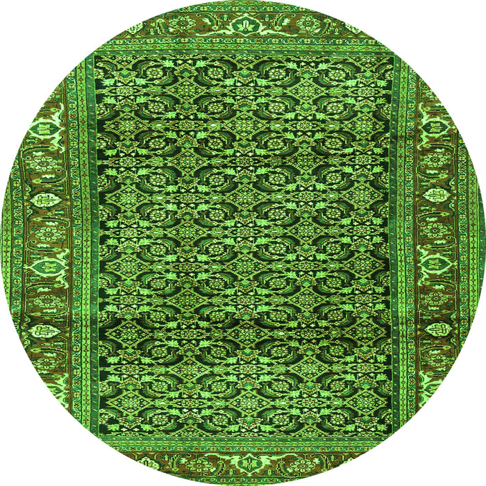 Square Persian Green Traditional Rug, tr3421grn