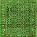 Round Machine Washable Persian Green Traditional Area Rugs, wshtr3421grn