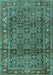 Machine Washable Persian Turquoise Traditional Area Rugs, wshtr3421turq