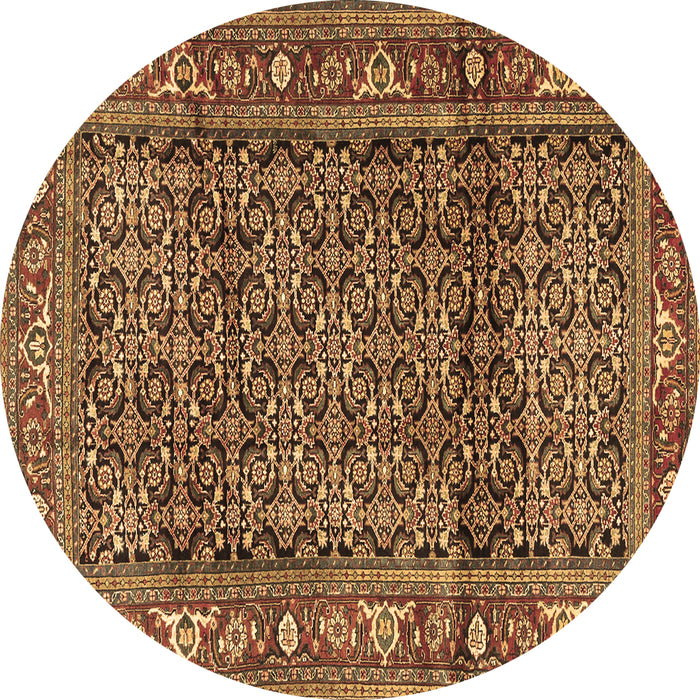 Round Persian Brown Traditional Rug, tr3421brn
