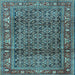 Square Machine Washable Persian Light Blue Traditional Rug, wshtr3421lblu