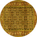 Round Machine Washable Persian Yellow Traditional Rug, wshtr3421yw