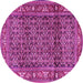 Round Machine Washable Persian Pink Traditional Rug, wshtr3421pnk