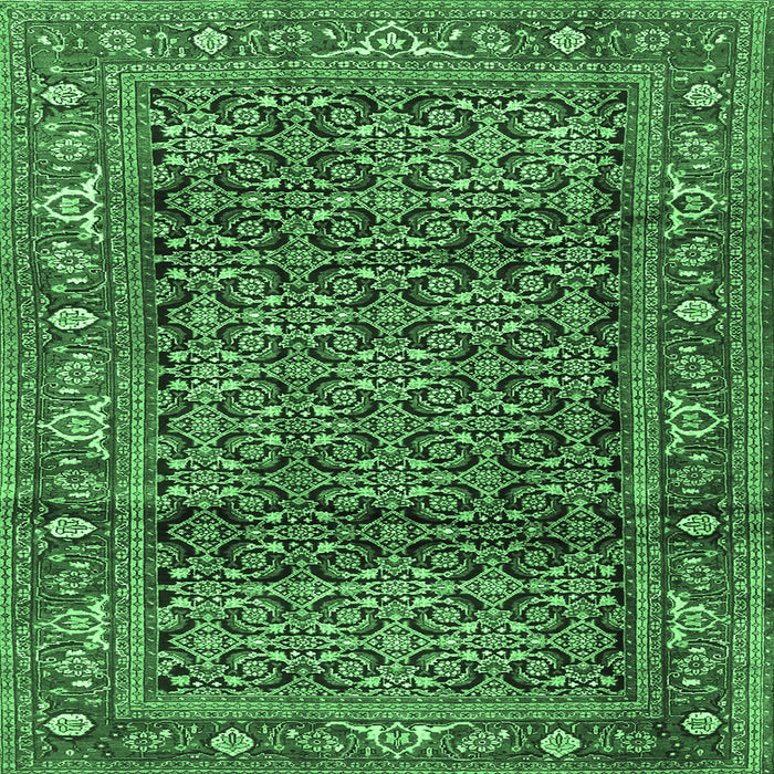 Square Persian Emerald Green Traditional Rug, tr3421emgrn