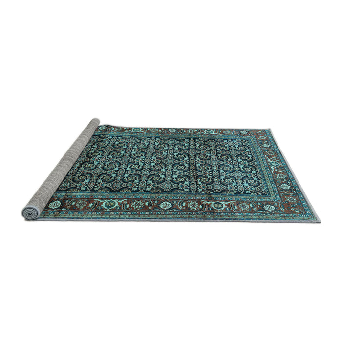 Sideview of Machine Washable Persian Light Blue Traditional Rug, wshtr3421lblu