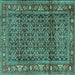 Square Machine Washable Persian Turquoise Traditional Area Rugs, wshtr3421turq