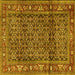 Square Machine Washable Persian Yellow Traditional Rug, wshtr3421yw