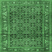 Square Machine Washable Persian Emerald Green Traditional Area Rugs, wshtr3421emgrn