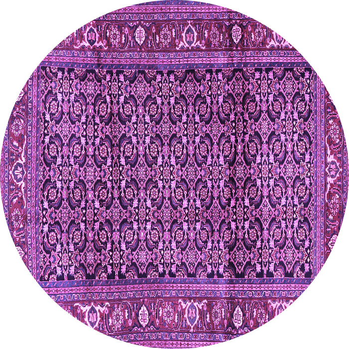 Round Machine Washable Persian Purple Traditional Area Rugs, wshtr3421pur