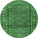 Round Persian Emerald Green Traditional Rug, tr3421emgrn