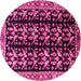 Round Machine Washable Persian Pink Traditional Rug, wshtr3422pnk