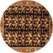 Round Persian Brown Traditional Rug, tr3422brn