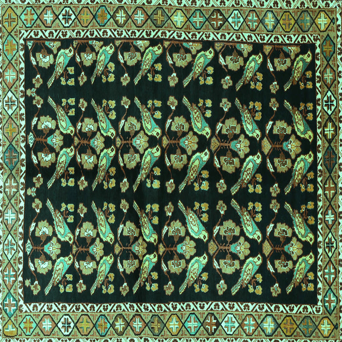 Square Machine Washable Persian Turquoise Traditional Area Rugs, wshtr3422turq