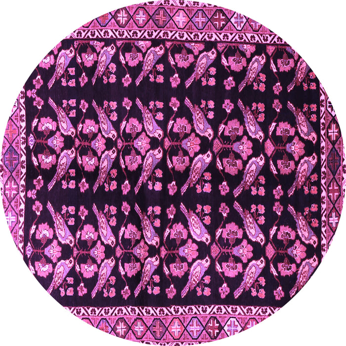 Round Persian Purple Traditional Rug, tr3422pur