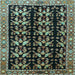 Square Machine Washable Persian Light Blue Traditional Rug, wshtr3422lblu