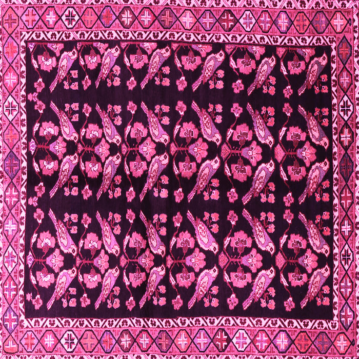 Square Machine Washable Persian Pink Traditional Rug, wshtr3422pnk
