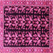 Square Machine Washable Persian Pink Traditional Rug, wshtr3422pnk