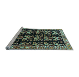 Sideview of Machine Washable Persian Light Blue Traditional Rug, wshtr3422lblu