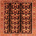 Round Machine Washable Persian Orange Traditional Area Rugs, wshtr3422org