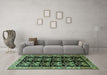 Machine Washable Persian Turquoise Traditional Area Rugs in a Living Room,, wshtr3422turq