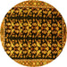 Round Machine Washable Persian Yellow Traditional Rug, wshtr3422yw