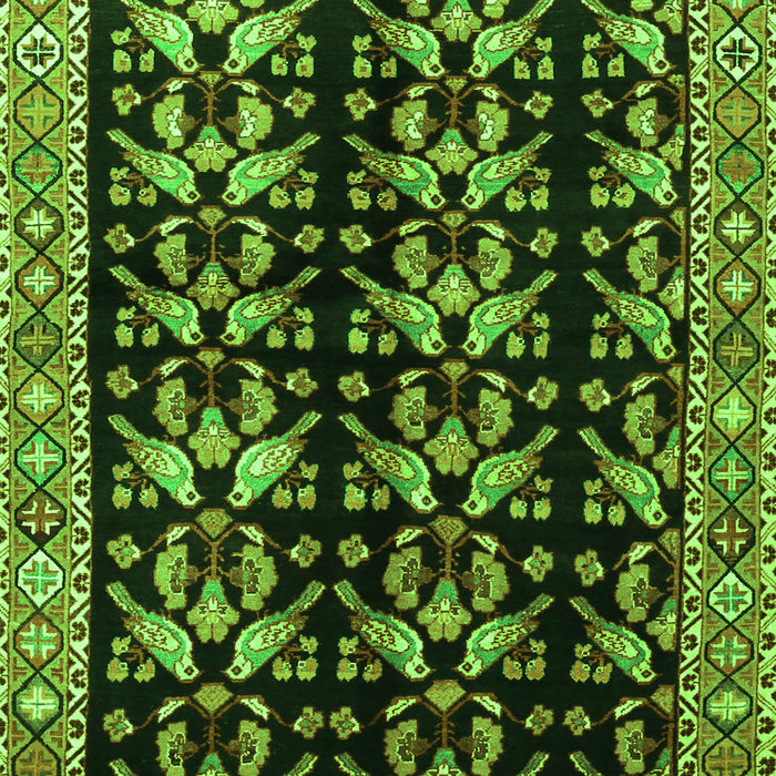 Serging Thickness of Machine Washable Persian Green Traditional Area Rugs, wshtr3422grn
