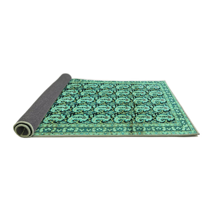 Sideview of Persian Turquoise Traditional Rug, tr3423turq