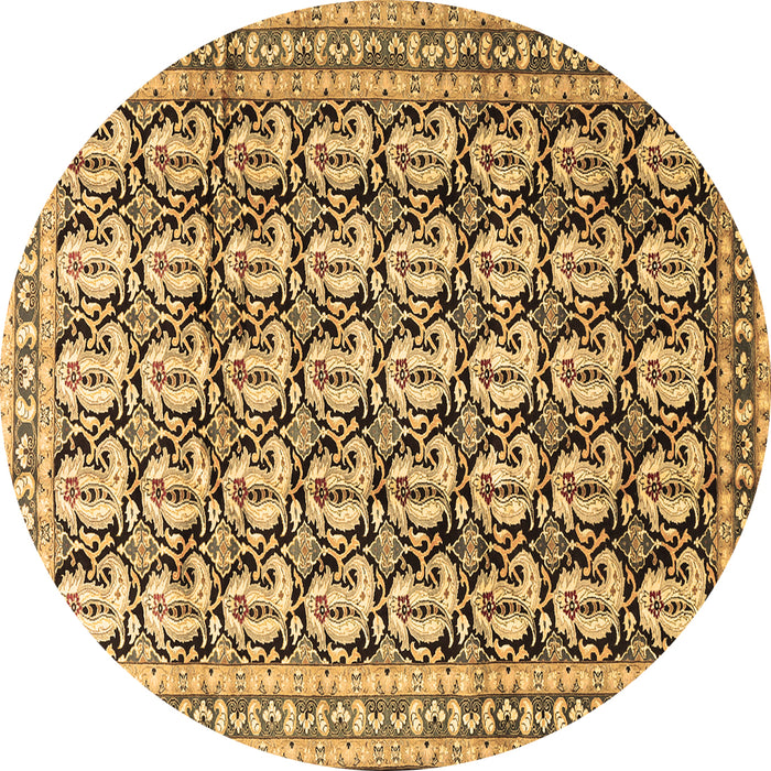 Round Persian Brown Traditional Rug, tr3423brn