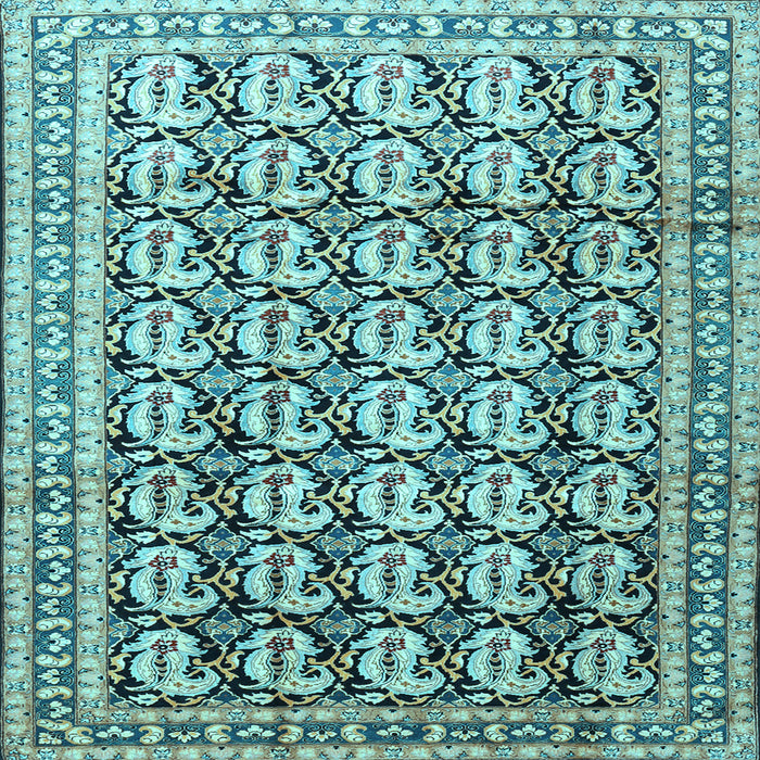 Square Machine Washable Persian Light Blue Traditional Rug, wshtr3423lblu