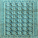 Square Machine Washable Persian Light Blue Traditional Rug, wshtr3423lblu