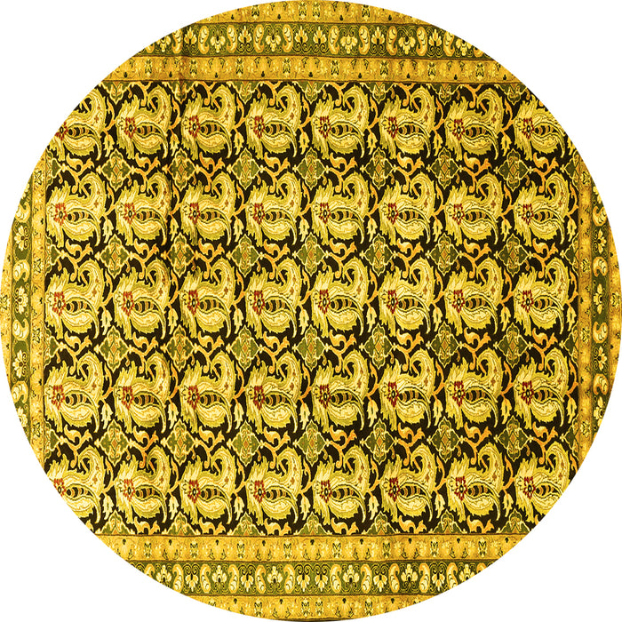 Round Persian Yellow Traditional Rug, tr3423yw