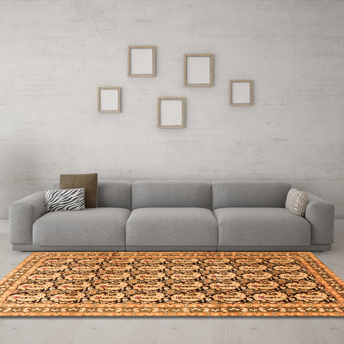 Machine Washable Persian Orange Traditional Area Rugs in a Living Room, wshtr3423org