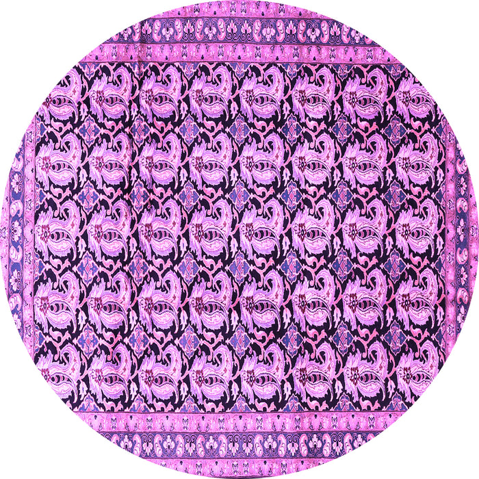 Round Machine Washable Persian Purple Traditional Area Rugs, wshtr3423pur