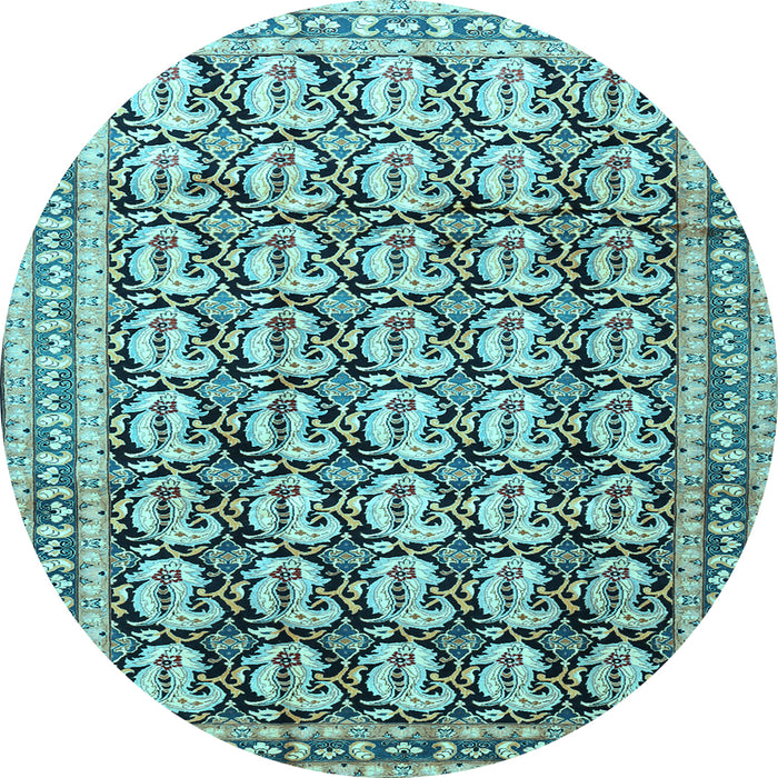 Round Persian Light Blue Traditional Rug, tr3423lblu