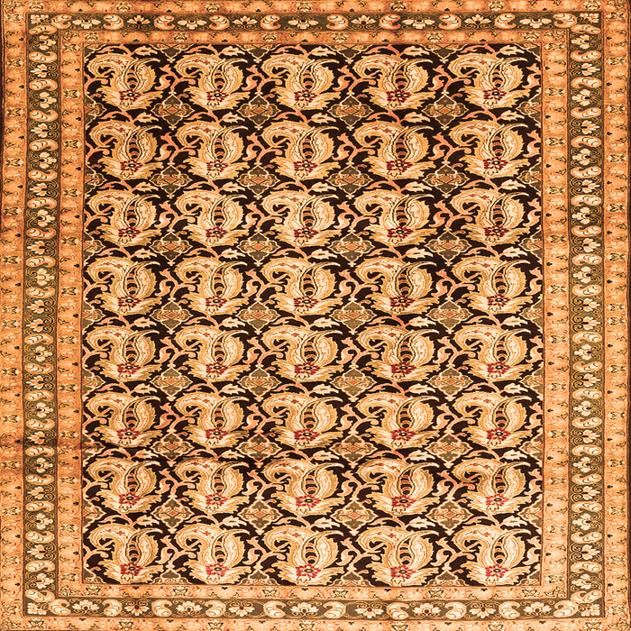 Round Machine Washable Persian Orange Traditional Area Rugs, wshtr3423org