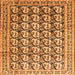 Round Machine Washable Persian Orange Traditional Area Rugs, wshtr3423org