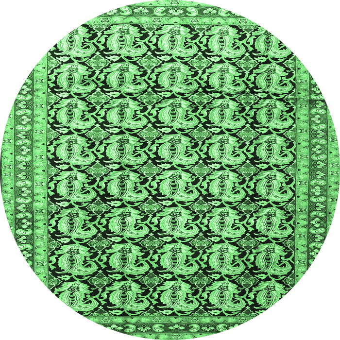 Round Persian Emerald Green Traditional Rug, tr3423emgrn