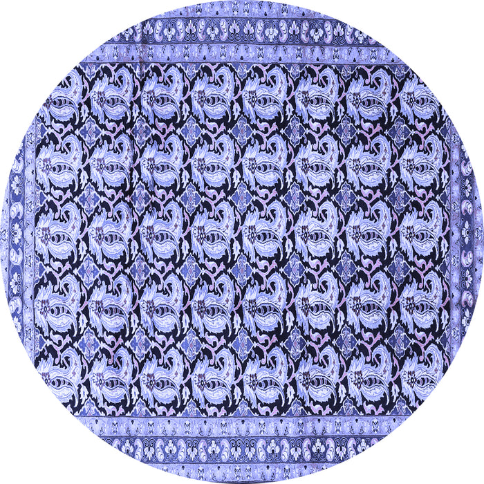 Round Machine Washable Persian Blue Traditional Rug, wshtr3423blu